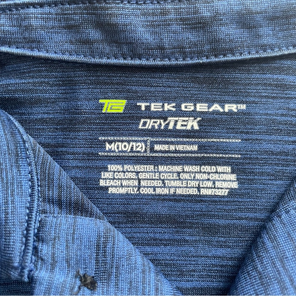 3/$30 | Tek Gear Dry Tek | Navy Heather Performance Polo for Boys | M (10-12) - Picture 7 of 7